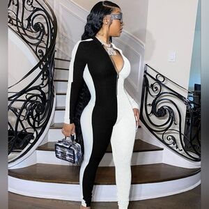 Small Amazon Black & White Colorblock Jumpsuit